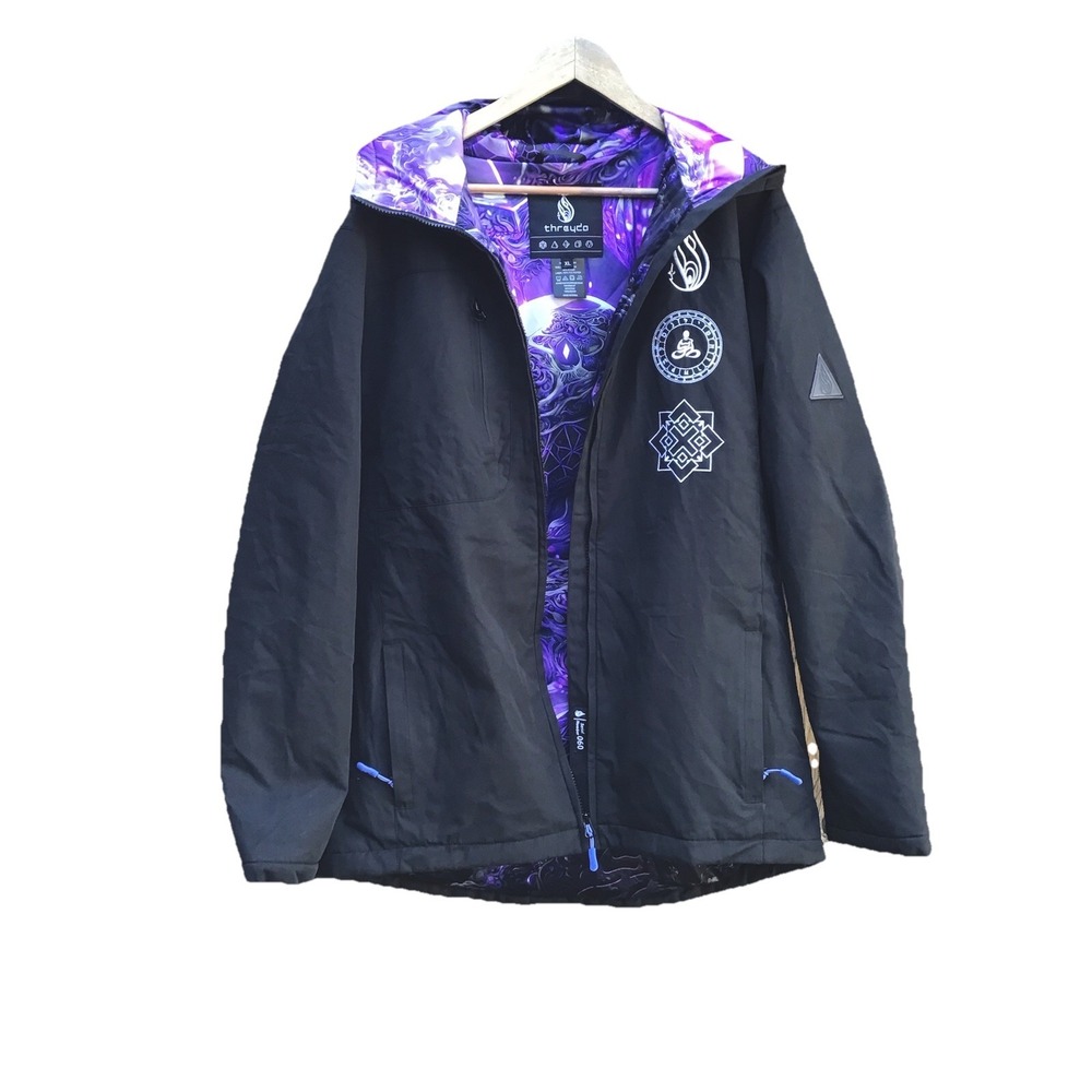 Threyda Desert Dwellers Reversible Jacket Men's XL Black Purple Geometric Hooded